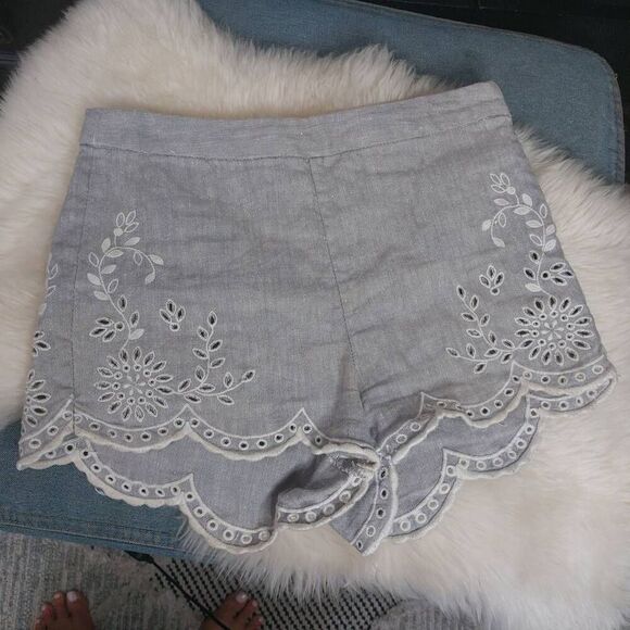 FREE PEOPLE Life's Too Short Eyelet Shorts Gray size 2 - Picture 5 of 11